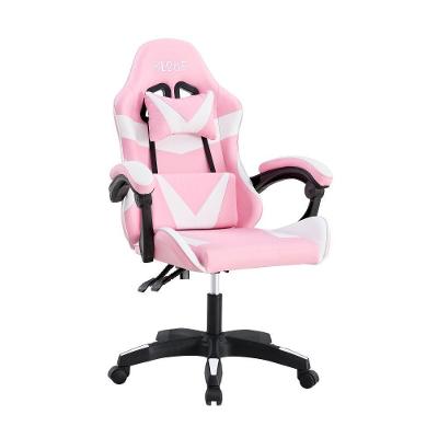 Cadeira Gamer Kloof KL1 Reclinável 135 graus  Giratória Couro PU Branco e Rosa