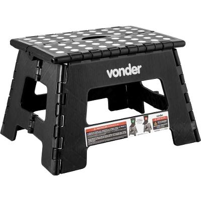 Banqueta Plástica Dobrável Preta 220MM Reforçada 150kg Vonder