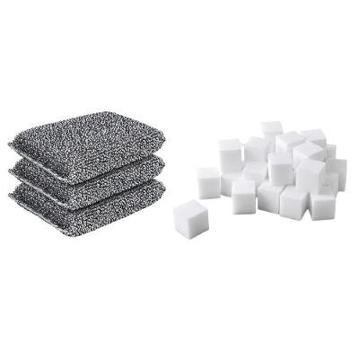Kit Esponjas Melamina 30 un e Poliéster 3 un Remove Manchas Oikos