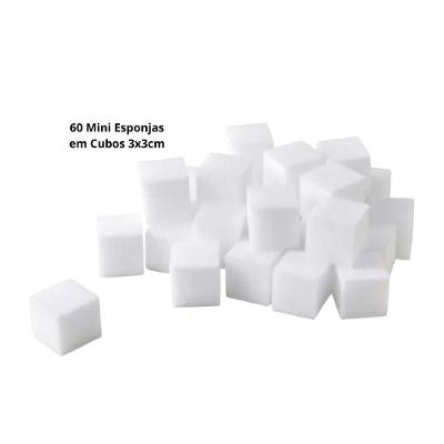 Kit 60 Mini Esponjas Mágicas Melamina Multiuso Limpeza Branca Oikos