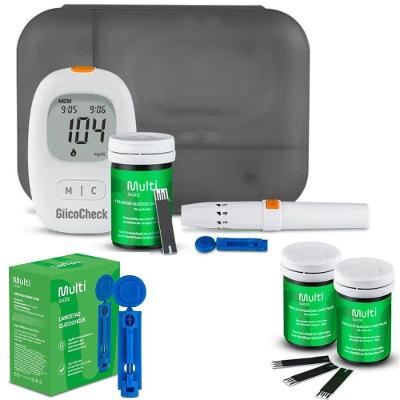 Kit Monitor de Glicemia Multisaúde Glicocheck Care Plus HC487K 60 Tiras 100 Lancetas