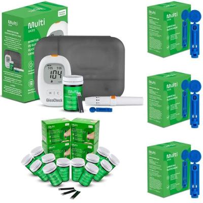 Kit Monitor de Glicemia Multisaúde Glicocheck Care Plus 310 Tiras e 300 Lancetas