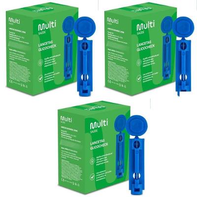 Kit 3 Caixas Lancetas Glicocheck Multisaúde HC516 28G Universal 100UN