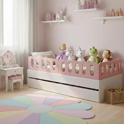 Bicama Solteiro 04 Grades Cabeceira Anatômica MDF Rosa Mobili Store