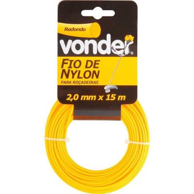 Fio de Nylon para Aparador de Grama 2MM X 15M Amarelo Vonder