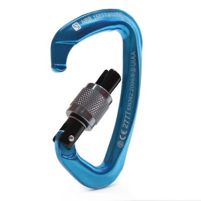 Mosquetão Super Blue Alumínio D Trava Rosca Sistema Keylock 26KN Azul Usclimb