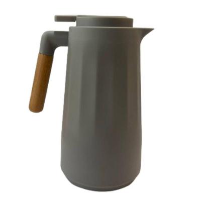 Garrafa Térmica 1L Plástico e Vidro Cabo de Madeira Cinza Utilivita