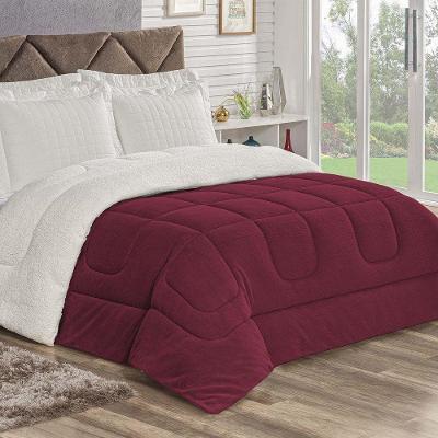 Coberdrom Veneza King Size Dupla Face Fleece e Sherpa 100% Poliéster Vinho