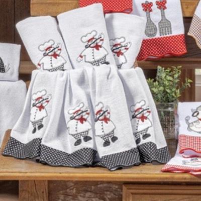 Jogo de Panos de Prato Semaninha Gourmet 7 Peças Bordados Algodão Vilela Enxovais