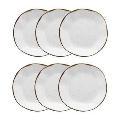 Conjunto 6 Pratos Fundos Ryo Maresia 22,5 cm Porcelana Bege Oxford