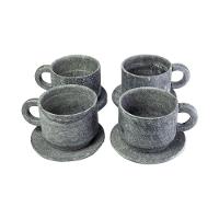 Kit 4 Xícara De Café Com Pires Em Pedra Sabão Servir 50ml - 1
