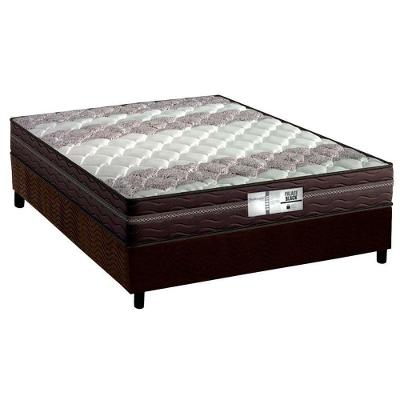 Cama Box com Colchão Casal Palace Black Molas Bonnel Suede Marrom Probel