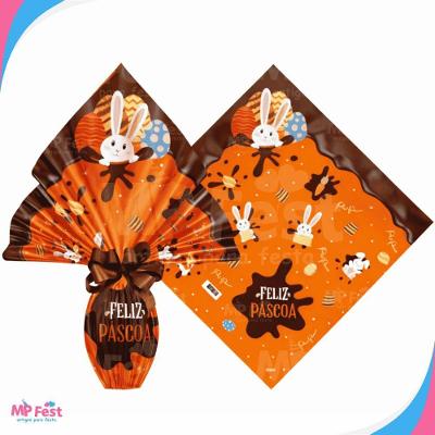 Kit 25 Sacos para Ovos de Páscoa Polipropileno 24x24CM Laranja OEM
