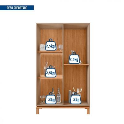 Cristaleira Mondrian 2 Portas com Led 2 Prateleiras MDP e HDF 90cm Sued Mr Freijo