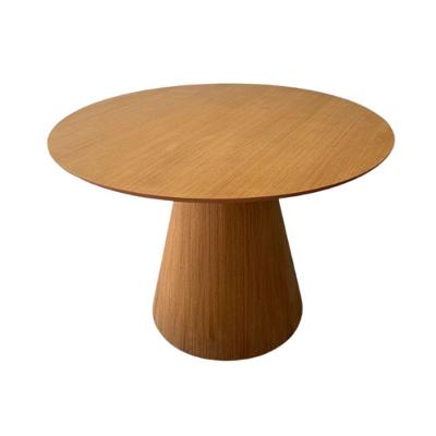 Mesa De Jantar Cone Redonda 120cm Laminada Madeira Natural Imbuia Mel
