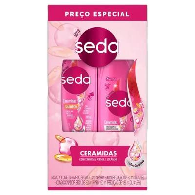 Kit Shampoo e Condicionador Ceramidas para Cabelos Normais com Brilho Intenso Branco Seda