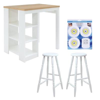 Bancada de Cozinha CD-1022 com Banquetas 3 Prateleiras MDP Branco Ditália Móveis