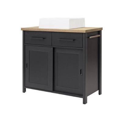 Gabinete Banheiro BN-03 2 Portas 2 Gavetas com Cuba 85CM Preto Ditália Móveis