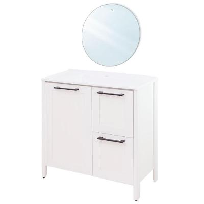 Gabinete de Banheiro BN-01 com Pia e Espelho 1 Porta 2 Gavetas 79CM Branco