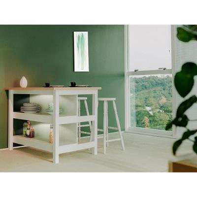 Bancada Gourmet CD1019 Kit Luz 2 Banquetas MDF 120CM Branco Ditália Móveis
