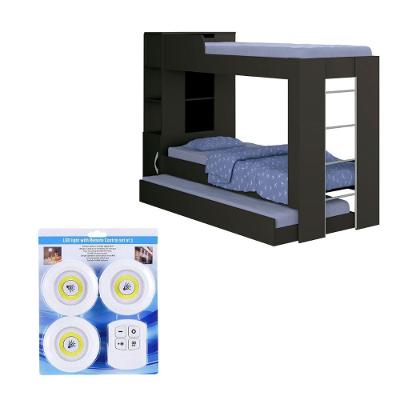 Beliche Solteiro CM-15 com Kit Luz e Cama Auxiliar MDF-MDP Preto Ditália Móveis