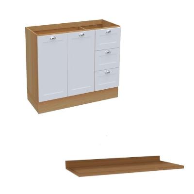 Balcão de Cozinha Denver CD-1014 2 Portas 3 Gavetas MDP Branco Ditália Móveis