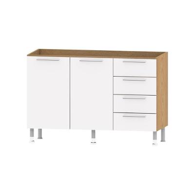 Balcão de Cozinha Aspen CD-104 2 Portas 4 Gavetas MDP 120CM Marrom