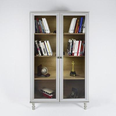 Armário Multiuso E-957 2 Portas de Vidro 4 Prateleiras 80CM Cinza Ditália