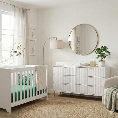 Kit Berço Multifuncional e Cômoda BBI-51 DM-240 6 Gavetas MDP Branco