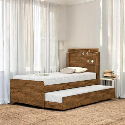 Cama Bibox Solteiro Colônia com Aplique Espelho MDF-MDP Malbec