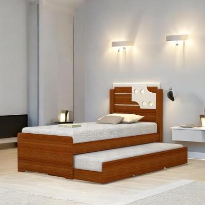 Cama Bibox Solteiro com Aplique Colônia MDF-MDP Cinamomo e Off White