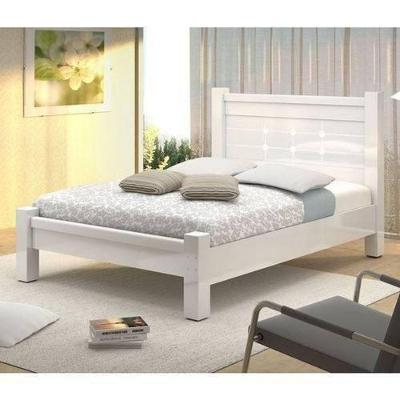 Cama de Casal Imperial 1,40 MDF Branco Vitamov