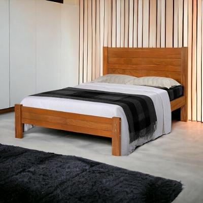 Cama Casal Lara MDF com Pés Fixos Café Atraente Móveis