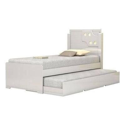 Cama de Solteiro Bibox Luiza com Auxiliar MDF Branco Vitamov