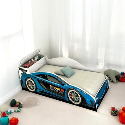 Cama Solteiro com Baú Speed com Colchão MDF-MDP Azul Mobiliar Home Shop