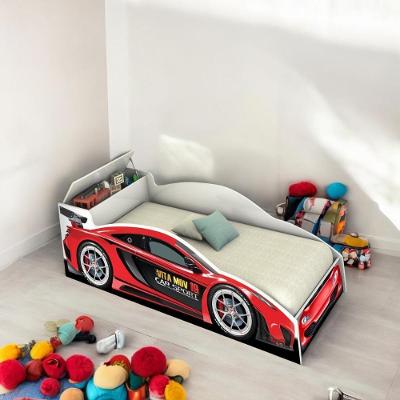 Cama Solteiro com Baú Speed MDF-MDP Vermelha Mobiliar Home Shop