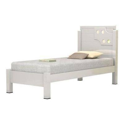 Cama Solteiro Luíza 0,90 Aplique Espelho MDF Branco Vitamov