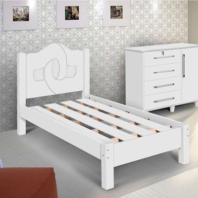 Cama Solteiro Siena com Colchão MDF Pintura UV Branco Carmolar