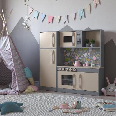 Cozinha Infantil Diana com Refrigerador em MDF Cinza Ofertamo Móveis