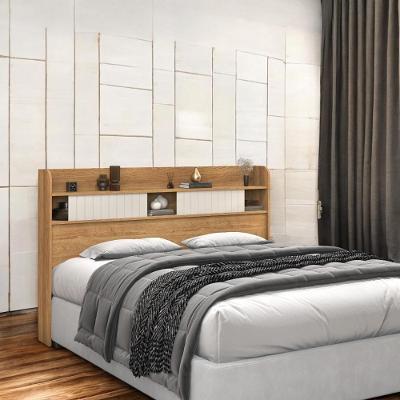 Cabeceira Nyce Solteiro com Prateleiras MDF-MDP Freijó e Off White