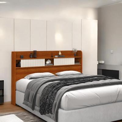 Cabeceira Nyce Solteiro com Prateleira MDF Cinamomo e Off White