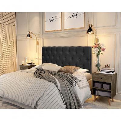 Cabeceira Paris Casal Parede Estofada Suede Preto RA Estofados
