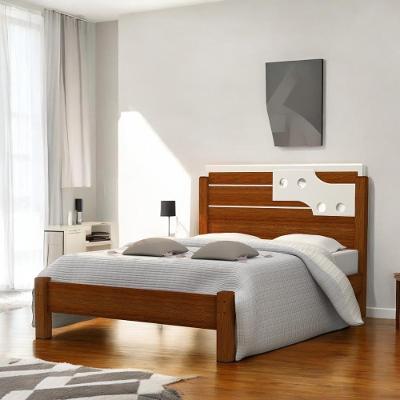 Cama Casal Colônia com Aplique Espelho MDF-MDP Cinamomo e Off White