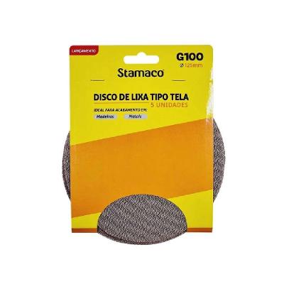 Lixa Tipo Tela 125mm G100 5 Peças Madeira Metal Modelo 10289 Stamaco