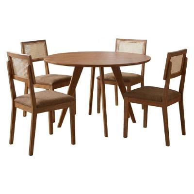 Mesa de Jantar Redonda Acerola 4 Lugares MDF 109CM Amadeirado Milani Movelaria