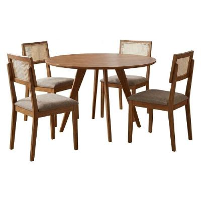 Mesa de Jantar Redonda Acerola 4 Lugares MDF Bege Milani Movelaria