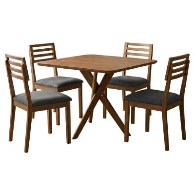 Conjunto Jantar Cacau 4 Lugares MDF Cadeiras Linho Grafite 95CM Milani Movelaria