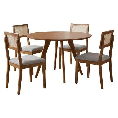 Mesa de Jantar Redonda Acerola 4 Lugares MDF Cinza Milani Movelaria