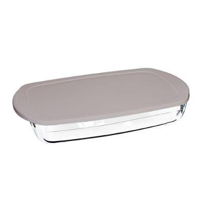Assadeira Retangular de Vidro Borossilicato com Tampa 36L Cinza Full Fit