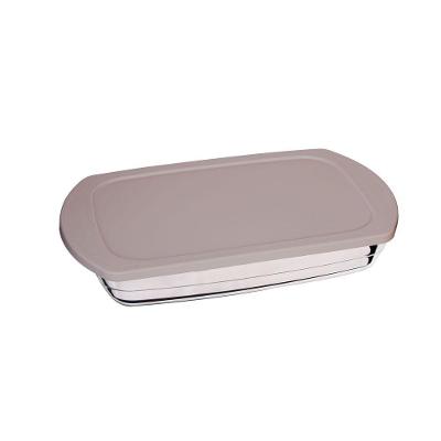Assadeira Retangular de Vidro Borossilicato com Tampa 16L Cinza Full Fit